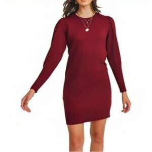 NWT WAYF | Women's Maroon Long Sleeve Sweater Dress Size XS